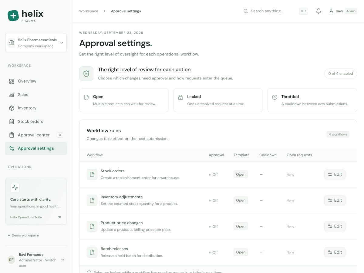 Earlier settings with explanatory template cards above workflow rules.